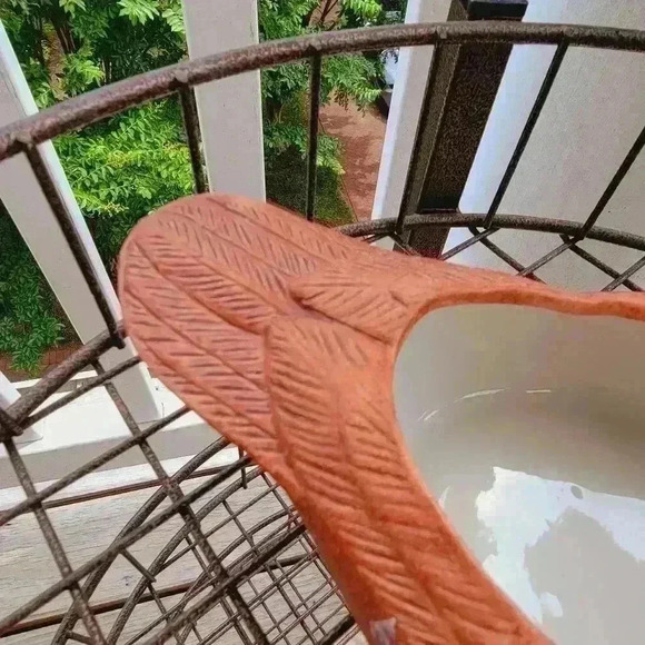 Vintage 1989 Porcelain Bisque Planter Wood Look F.T.D.A. Made In Taiwan - Picture 4 of 12